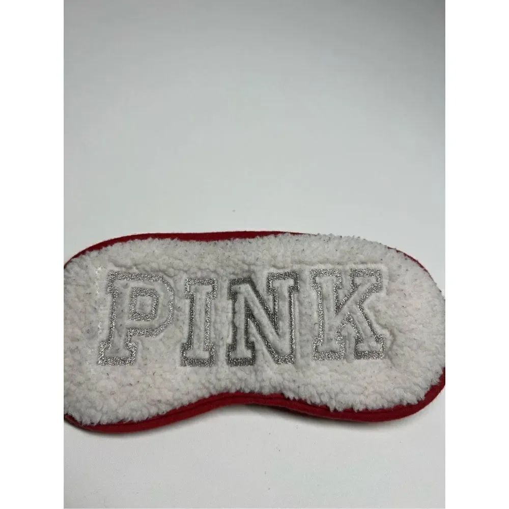 Victoria Secret PINK Eye Mask/Red and White Silver Logo Sherpa - Picture 4 of 8